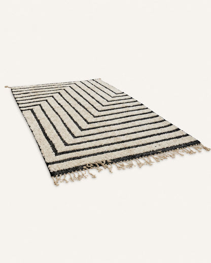 Back view showing the handmade rug construction and finished edges