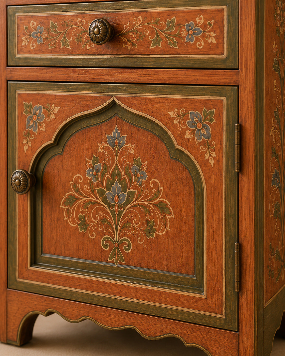 Hand-Painted Moroccan CPAP Nightstand with Storage & Hose Port
