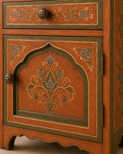 Hand-Painted Moroccan CPAP Nightstand with Storage & Hose Port