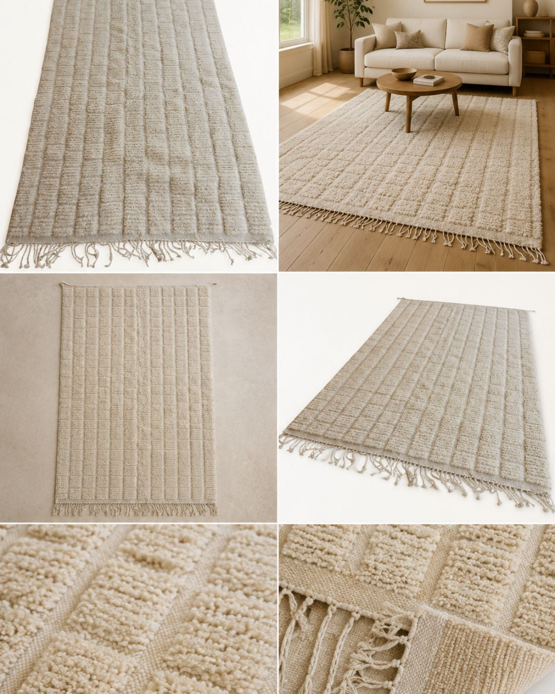 A clear look at the underside of the rug, detailing the authentic hand-woven foundation and fiber structure.