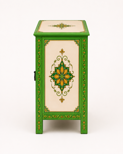 Hand-Painted Green Moroccan Sideboard with Storage