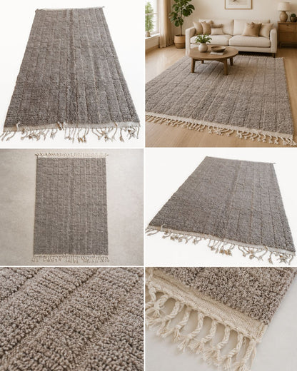 Back view showing the reverse side of the handmade Moroccan rug. 