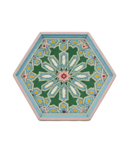 Hand-painted wooden table with Moorish arch-shaped legs 