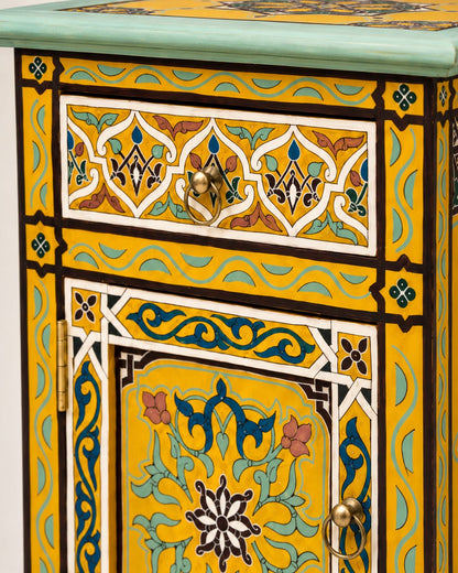 Decorative cabinet with intricate patterns and colors