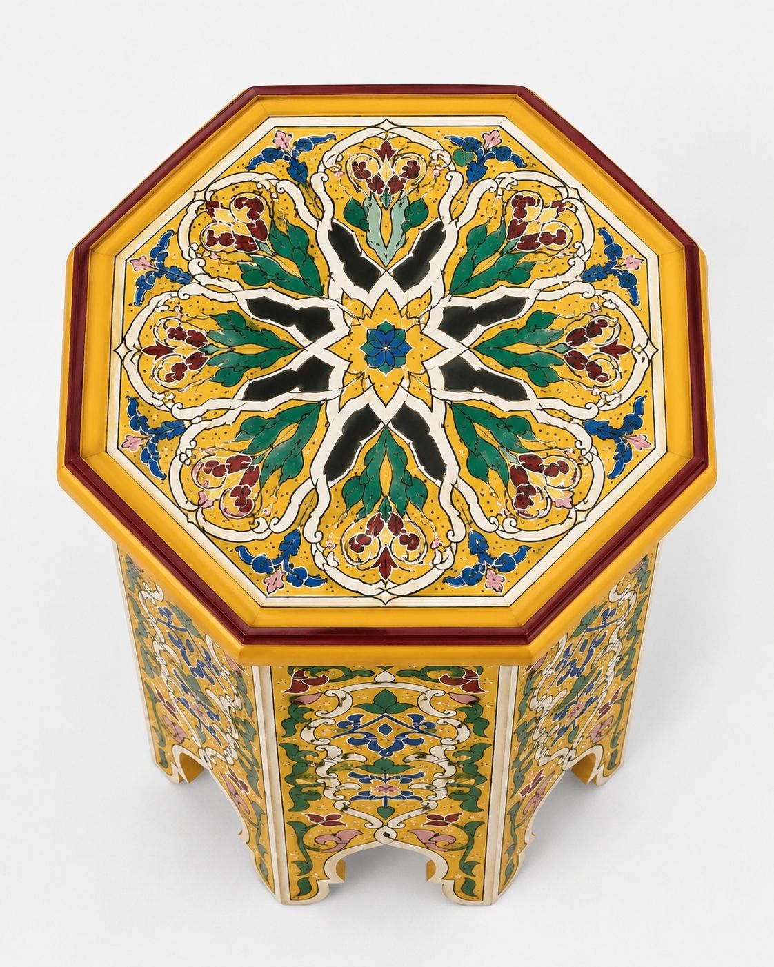 KasbaSouk handmade wooden nightstand with intricate Moroccan art styling for premium boho home decor.